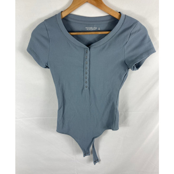 Abercrombie & Fitch Tops - Abercrombie & Fitch Ribbed Henley Bodysuit Blue Size Small